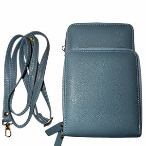 Versatile Blue Crossbody Phone Wallet